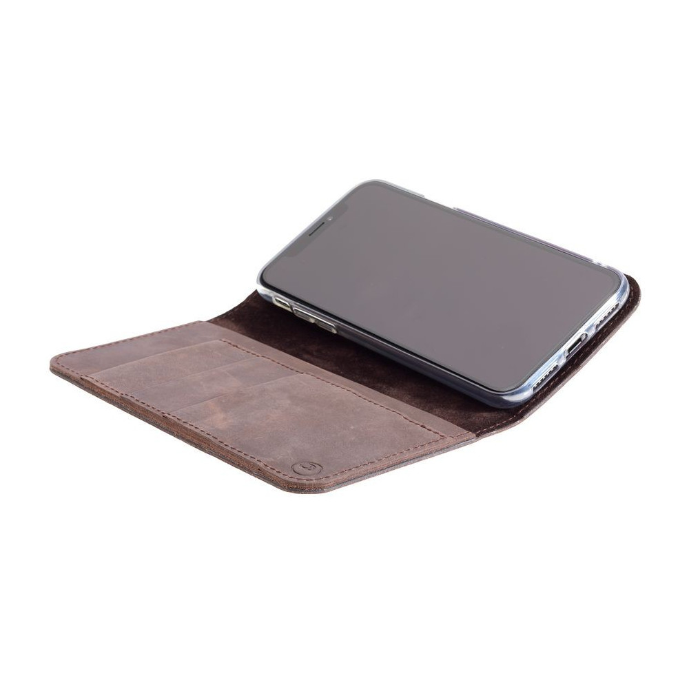 g.case iPhone XR leather folio in dark brown, black, grey and camel
