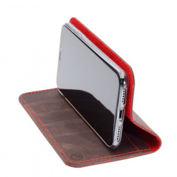 iPhone XR leather folio in brown, black, grey and camel leather 2