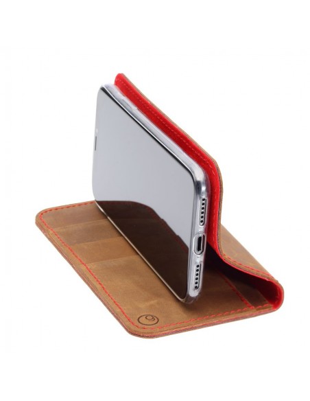 iPhone XI Max Case– Case und Portemonnaie in dunkelbraun, camel, schwarz und grau