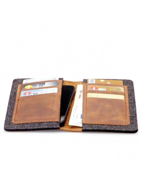 iPhone 13 wallet made from finest leather & felt - elegant combination of case & etui - made in Germany