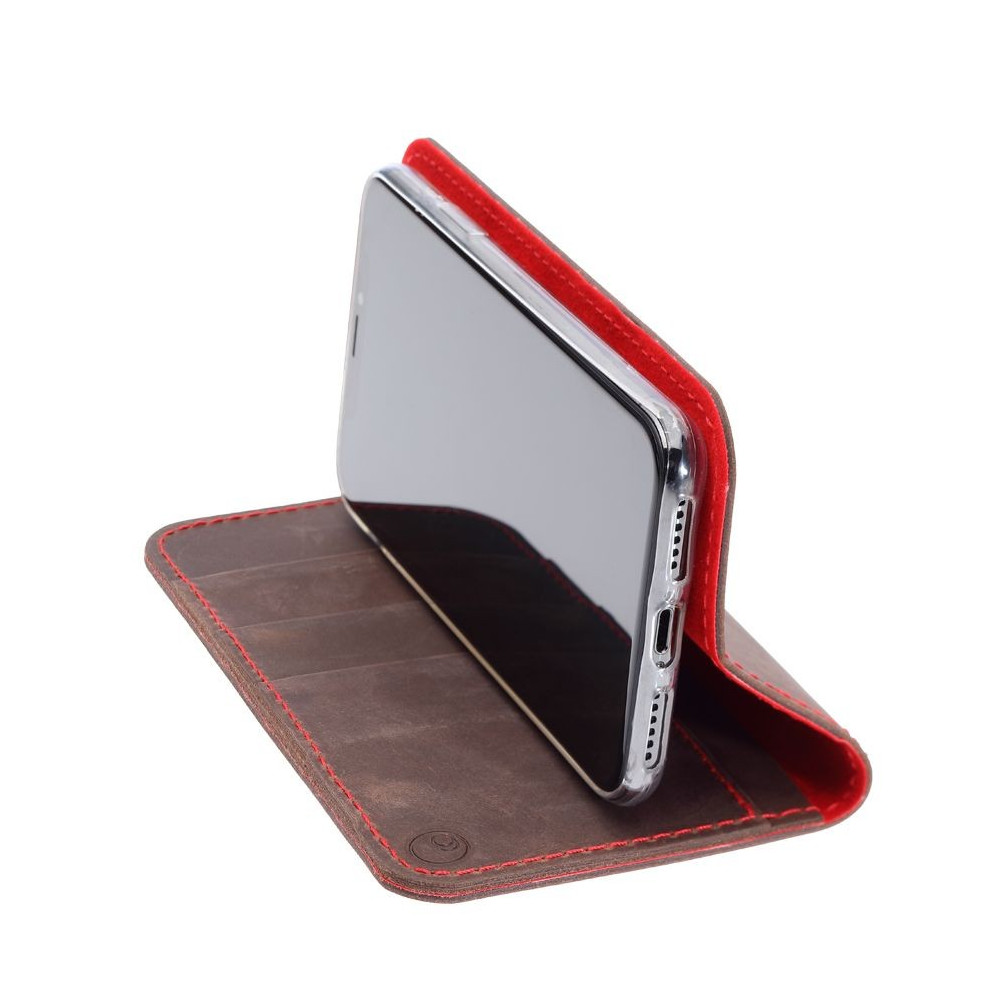 iPhone 11 Pro Ledercase Red– Case und Portemonnaie in dunkelbraun, camel, schwarz und grau