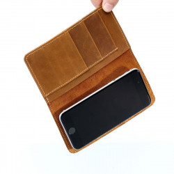iPhone SE Leather Case  - handmade in vegetable tanned leather in Germany, available in black, grey, dark brown and camel 2