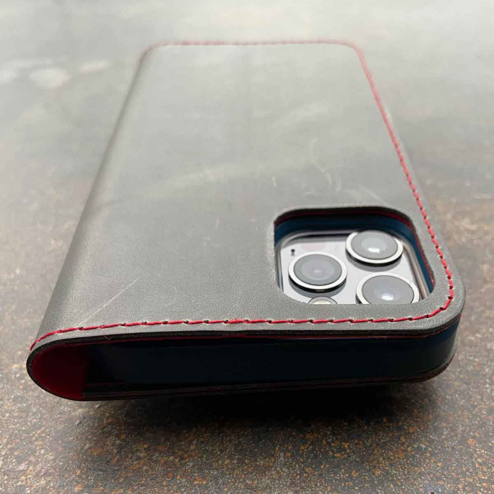 iPhone 12 Pro Max Leder Case Leder – Cover und Portemonnaie in dunkelbraun, camel, schwarz und grau