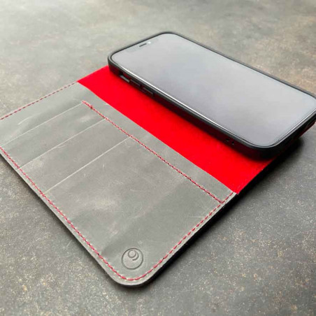 iPhone 12 Pro Max Leather Case  in brown, black, grey and camel leather