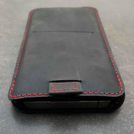 g.4 iPhone  12 Mini leather sleeve from leather in camel, dark brown, grey and black