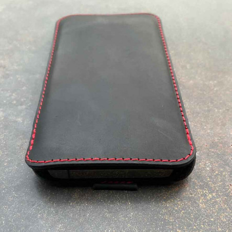 g.4 iPhone  12 Mini leather sleeve from leather in camel, dark brown, grey and black