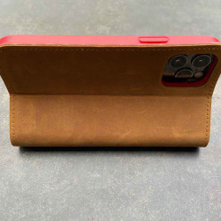 iPhone 12 Mini Brieftaschen Case Leder – Case und Portemonnaie in dunkelbraun, camel, schwarz und grau 2