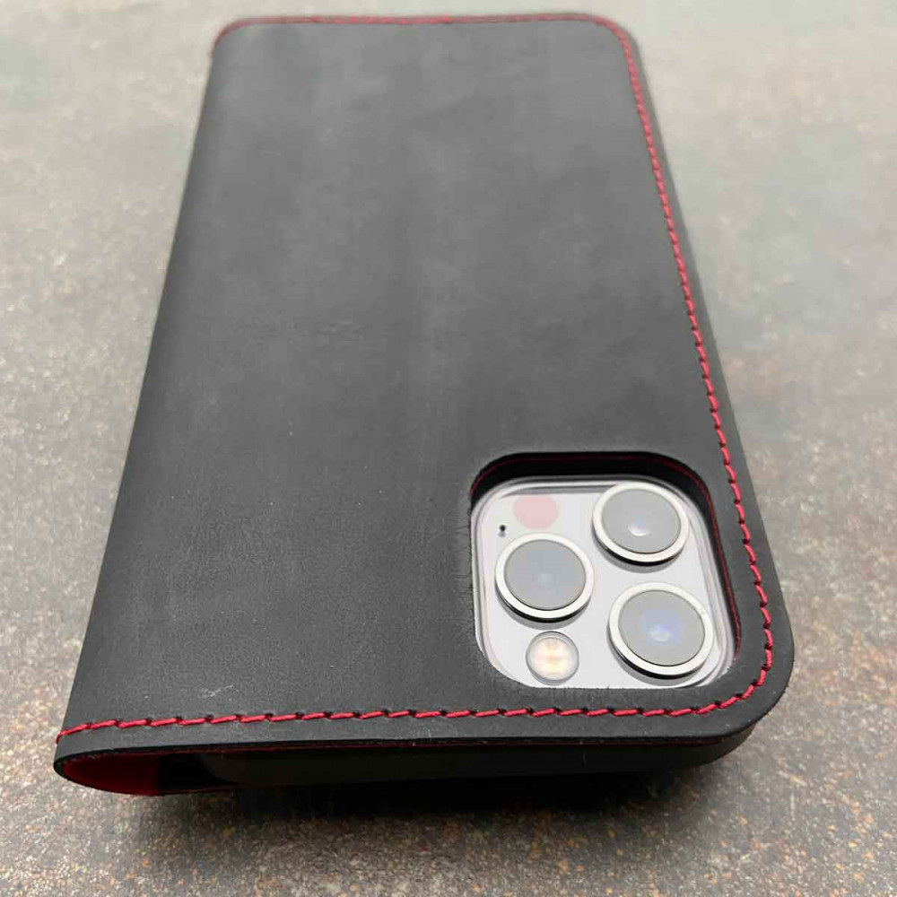 iPhone 12 mini folio case leather - RED
