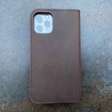 iPhone Leder Case für iPhone 12 mini / 12 / 12 Pro / 12 Pro Max  – Case und Portemonnaie in dunkelbraun, camel, schwarz und grau