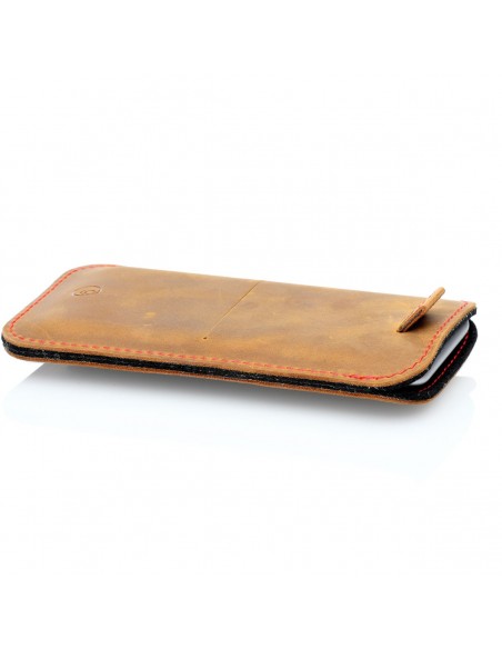 g.4 iPhone 13 Pro Max Leather Sleeve in camel, dark brown, grey and black
