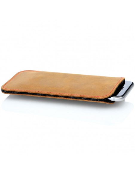 g.4 iPhone 12 Mini leather sleeve from leather in camel, dark brown, grey and black
