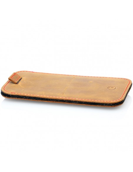 g.4 iPhone 13 Mini Lederhülle aus pflanzlich gegerbtem Leder und Filz  in dunkelbraun, camel schwarz und grau - made in Germany