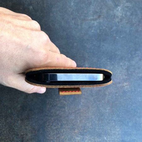 g.4 iPhone  12 Mini leather sleeve from leather in camel, dark brown, grey and black