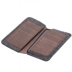 iPhone 13 wallet made from finest leather & felt - elegant combination of case & etui - made in Germany
