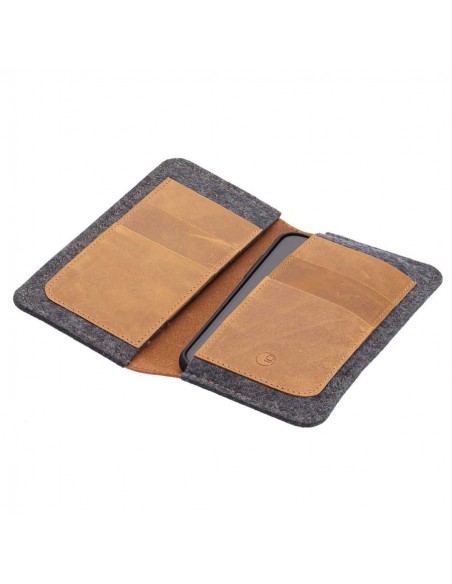 g.5 iPhone 12 Folio Leder - Brieftasche und iPhone 12 Case in einem, verfügbar in schwarz, dunkelbraun, camel & grau