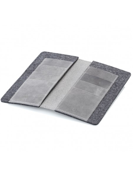 g.5 iPhone13 Pro Max folio leather in black, grey, camel and dark brown leather & felt - made in Germany