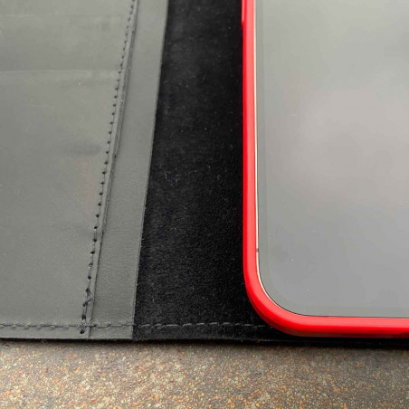 iPhone 13 mini leather case - folio & wallet in dark brown, black, grey and camel