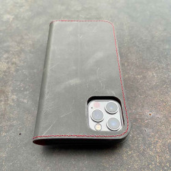 iPhone 13 Pro Folio Leather & Bio Case - lining in red, leather color in black, dark brown, camel & grey - made in Germany 2