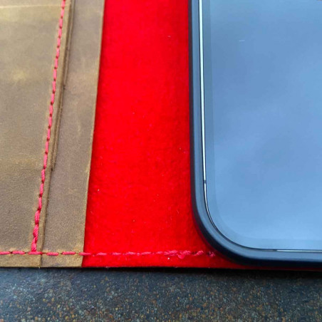 iPhone 13 Pro Max Leather Case  in brown, black, grey and camel leather - Folio wallet made in Germany