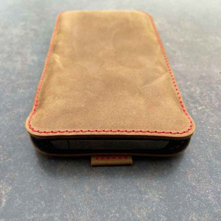 g.4 iPhone 13 Pro Max Leather Sleeve in camel, dark brown, grey and black