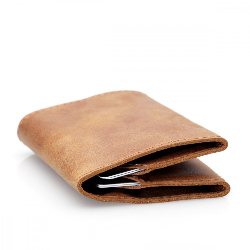 Falt Wallet- Damen Portemonnaie in pflanzlich gegerbtem Leder - die super dünne Lösung made in Germany.