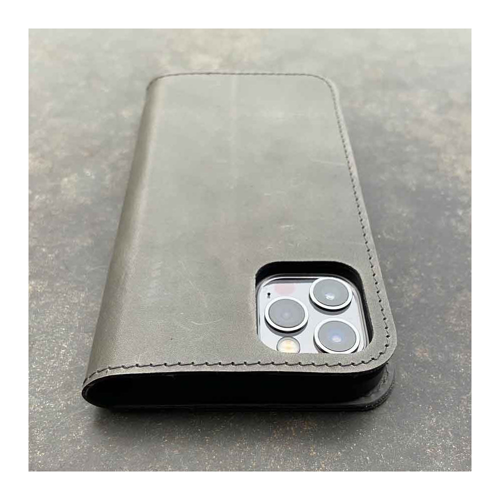 iPhone Folio Case Leder – Case und Portemonnaie in dunkelbraun, camel, schwarz und grau - made in Germany