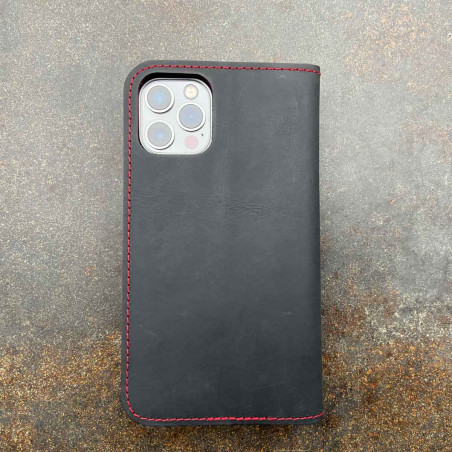 iPhone case leather - made of vegetable tanned leather in dark brown, camel, black and gray - made in Germany